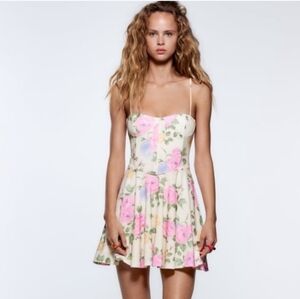 Zara Floral corset Mini Dress size M.